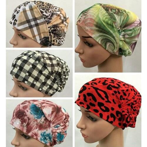 50 pieces/lot) 2016 assroted colors printed muslim underscarf islamic hat XM423