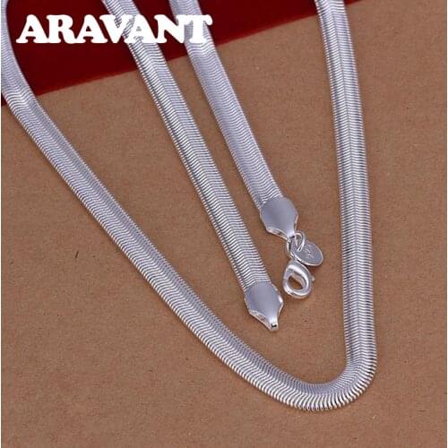 925 Silver 6MM Snake Chain Necklace For Men Fashion Jewelry Accessories