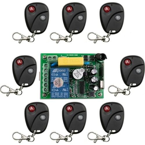 AC220V 2CH 2Channe Wireless Remote Control Switch System teleswitch 1*Receiver + 8*Transmitters for Appliances Gate Garage Door