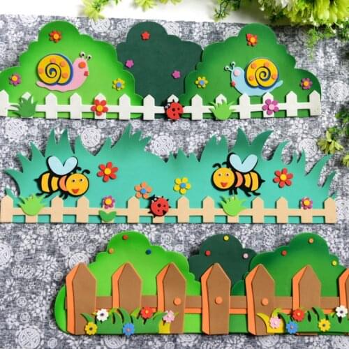 Large Animal Insect Stump Cartoon EVA Foam Railing Bee Snail Fence Flower Wall Sticker Kindergarten School Classroom Decoration