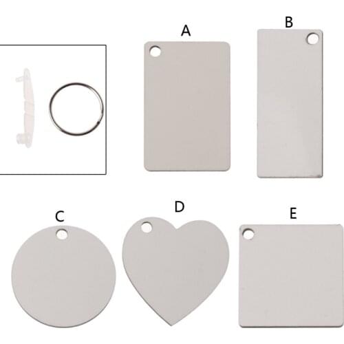 12Pc DIY Sublimation Wooden Hard Board Key Rings Double Printable White Blank MDF Key Chain Heat Transfer Jewelry Making