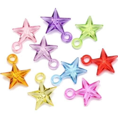 30pcs Mixed Color Acrylic Beads Transparent Five-pointed Star Beads Charms For Jewelry Making Bracelet Earring Diy Accessories