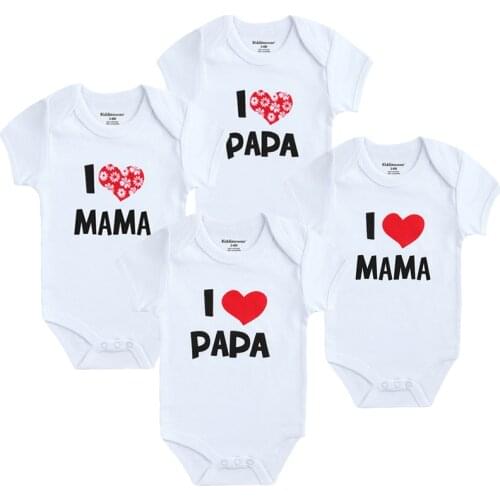 Baby Rompers I Love Papa Mama Printed Baby Girls Boy Clothes Set Unisex Infantil Costumes Roupas de bebe