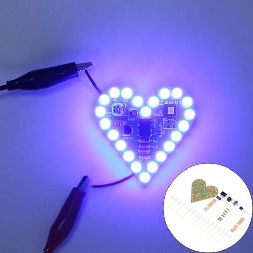 DIY Kits Heart Shape Breathing Lamp Kit DC 4V-6V LED Flashing Suite Red White Blue Green Electronic Components Welding Training