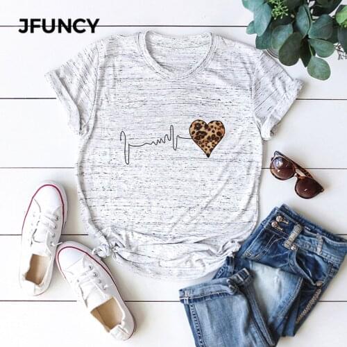 JFUNCY Plus Size 2020 New Print T Shirt Women Oversize Summer T-shirts Female Cotton Short Sleeve Tees Top Woman Casual Tshirt