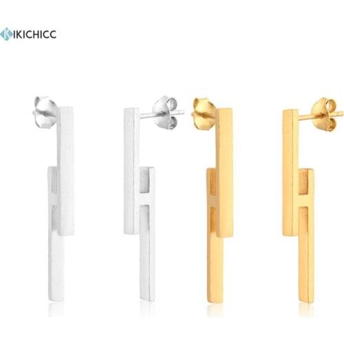 KIKICHICC 925 Sterling Silver Gold Geometric Irregular Line Stud Earring Simple Rock Punk Long Piercing Pendiente Luxury Jewelry