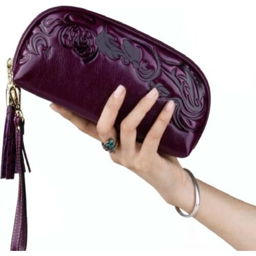 Cow Print Clutch Wallet Womens Tote Bag, Womens Zip Clutch Wallet, Mobile Wallet, Leather Floral Womens Wallet Sac Bolsas Bag