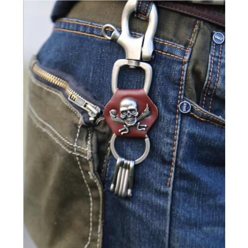 Fashion Key Chains Men Jewelry Heavy Skeleton Waist Biker Wallet Key Chain Rock Punk Trousers HipHop Leather Pant Jean Chains