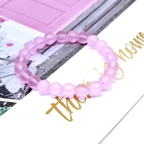 Fashion Natural crystal Cute 6/8/10/12MM Pink matte Beads Bracelet Bangle for Women wholesale Bracelet Jewelry