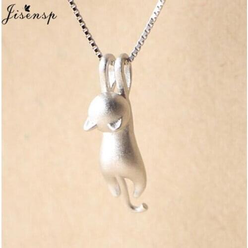 Silver Color Fashion Women Choker Hanging Cat Pendants Necklaces for Women Long Chain Animal Kitty Necklace Colar de Plata
