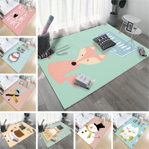 Cartoon Fox Owl Bear Pattern Children Carpet Nordic Style Kids Area Rugs for Living Room Childrens Room Play Crawling Floor Mat