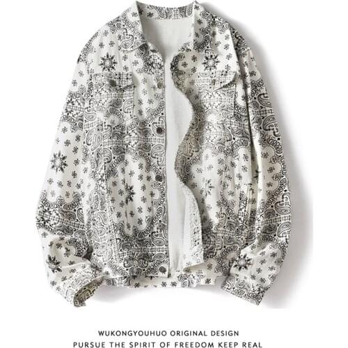 LUCLESAM Men Ethnic Style Paisley Print Jacket Male Casual Long Sleeve Fleece Vintage Shirt chaquetas hombre camisa masculina