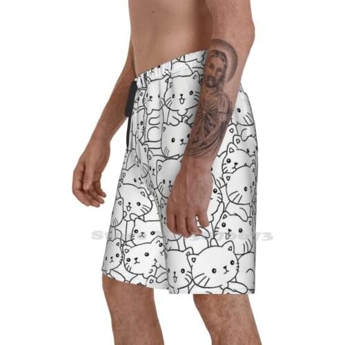 Cats In MenS Summer Short Pants Beach Shorts Cats Cat Cats Zox Zox Strap Cute Kitty Pussycat Cat Lover Animals Animal Pattern