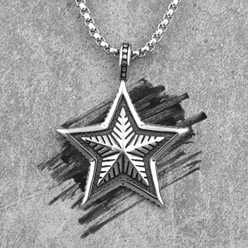 Pentagram Star Talisman Stainless Steel Men Necklaces Pendants Chain Punk for Boyfriend Male Jewelry Creativity Gift Wholesale