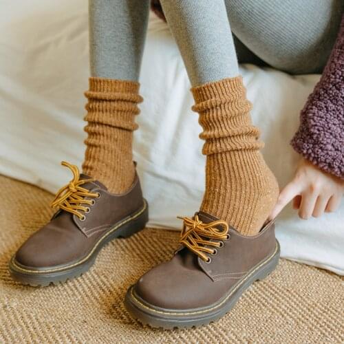 2020 Winter Thick Warm Womens Socks College Style Solid Japanese Kawaii Cute Long Socks Cashmere Wool Woman Sock for Christmas