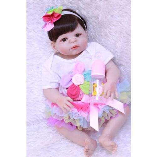 55cm Full Body Silicone Reborn Baby Doll Toys Lifelike Baby-Reborn Princess Doll Child Birthday Christmas Gift Girls Brinquedos