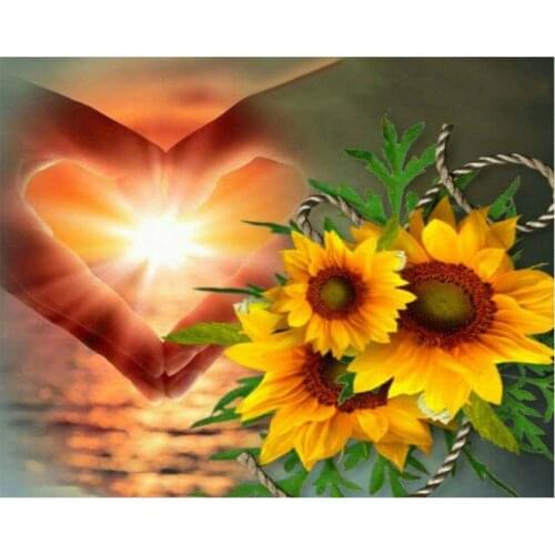 Full Square Flower 5d Diamond Painting Heart Sunflower 3d Diamond Mosaic Home Decoration Diamond Embroidery Set