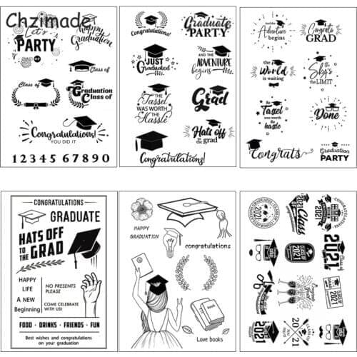 Chzimade Happy Graduation Transparent Clear Silicone Stamps for DIY Scrapbooking Card Making Home Decoration Supplies