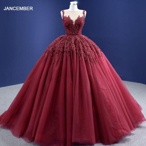 RSM67319 Ball Gown Evening Dress New Arrival Women Fashion O Neck Slipper vestido de novia estilo princesa robe de princesse