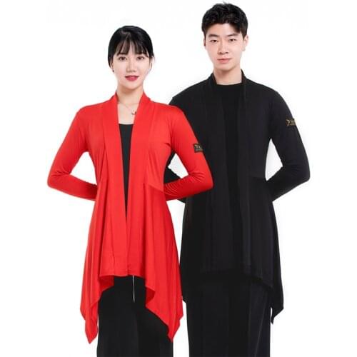 Latin Dance Shirts Men Long Sleeve Long Cardigan Jacket Competition Clothes Cha Cha Rumba Samba Stage Performance Wear DNV13786