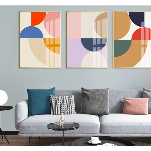 Modern Abstract Geometric Color Block Poster and Prints Canvas Printings Wall Art Pictures Living Room Home Decor No Frame