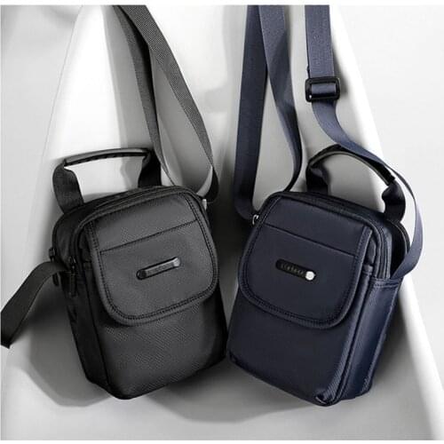 Lightweight Mens Polyester Shoulder Bag Flap Solid Color Casual Messenger Fashion Zipper Retro Travel Mens Shoulder Bag X124C