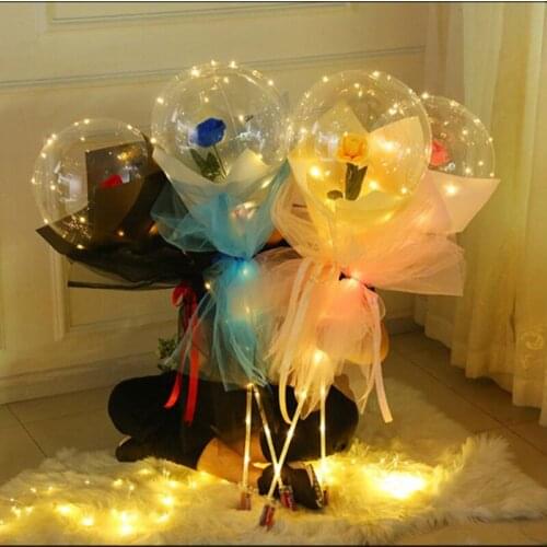 LED Luminous Balloon Rose Bouquet Transparent Bobo Ball Rose Valentines Day Gift Valentines Day gift