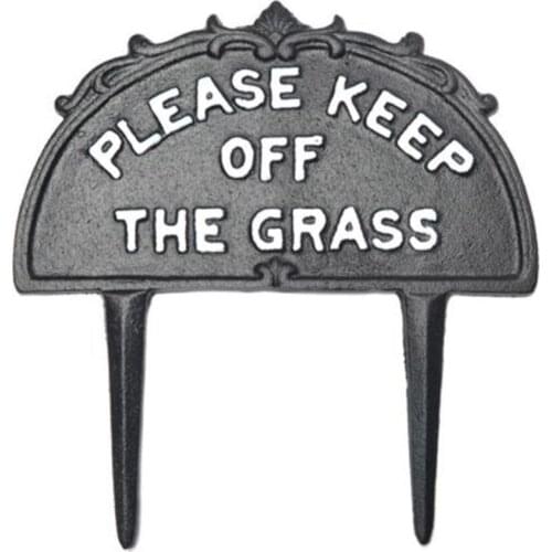 Grass Stake Ground Plug Yard Sign Garden Warning Signs Letter Plaque Please Off Cast Board 1pcs Home Tools Gardening Supplies