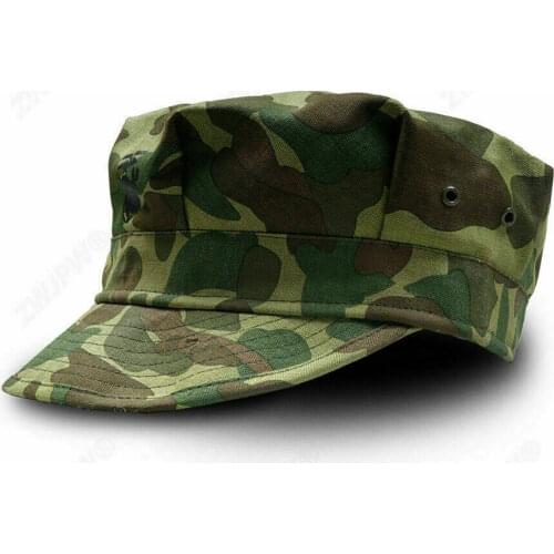 WWII WW2 US Hbt Utility Cap Vintage Usmc Pacific Camo Marine Corps Field Hat Size 58 60 62 5605101