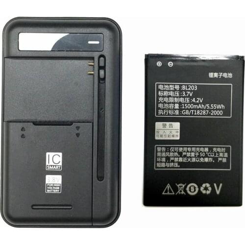 1PCS Universal battery Charger + 1PCS 1500mAh BL203 Battery for Lenovo A278T A365E A308T A369 A66 A318T A385E