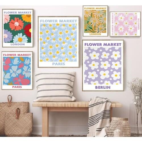 Vintage Abstract London Flower Market Minimalist Wall Art Canvas Painting Posters And Prints Wall Pictures For Living Room Decor