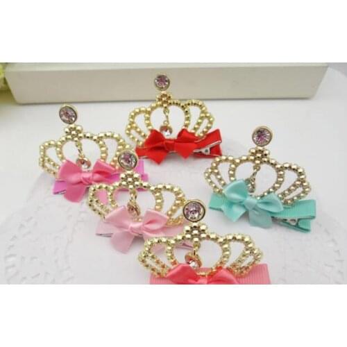 Dog Grooming Crown Clip Pet Dog Hair Hanging Diamond Crown Hairpin Little Princess Bow Crown