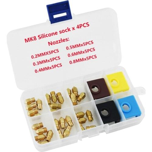 MK8 Nozzle package 3D printing parts Ender 3 nozzle tools 3D printer accessories MK8 Silicone sock for CR10