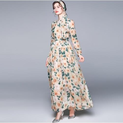 ZUOMAN Women Elegant Floral Dress Festa High Quality Long Maxi Prairie Chic Party Robe Femme Vintage Designer Chiffon Vestidos