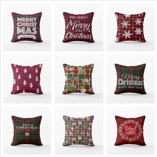 0802-1 New Style Grids Christmas Cotton Cushion Case (No filling)Polyester Home Decor Bedroom Decorative Sofa Car Throw Pillows