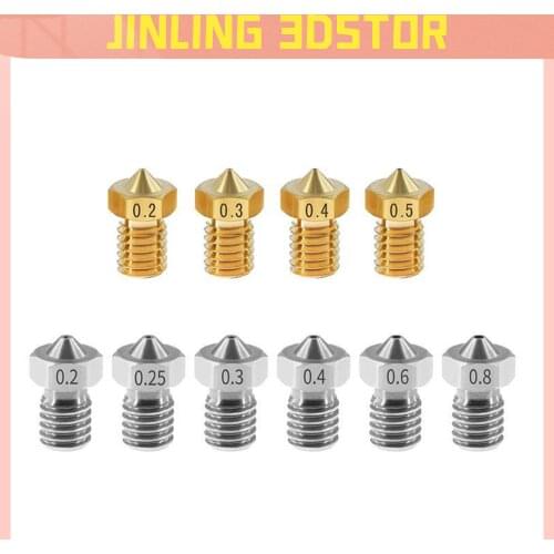 3D Printer Accessories V5 V6 Nozzle 1.75mm Nozzles 0.2 0.25 0.3 0.4 0.5mm for 1.75mm filamnet Full Metal E3D