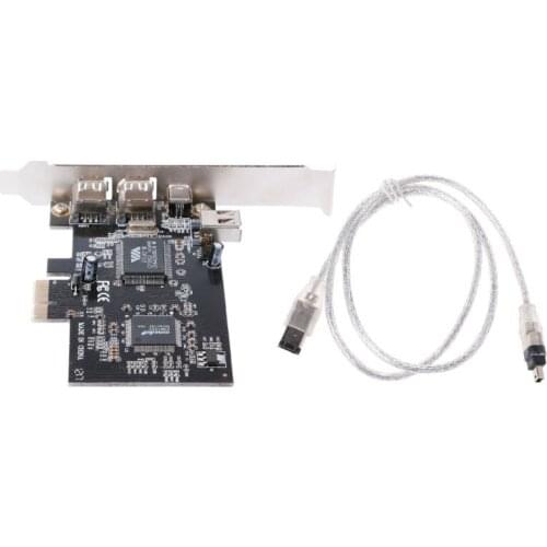 1 Set PCI-e 1X IEEE 1394A 4 Port(3+1) Firewire Card Adapter With 6 Pin To 4 Pin IEEE 1394 Cable For Desktop PC High Quality Au06