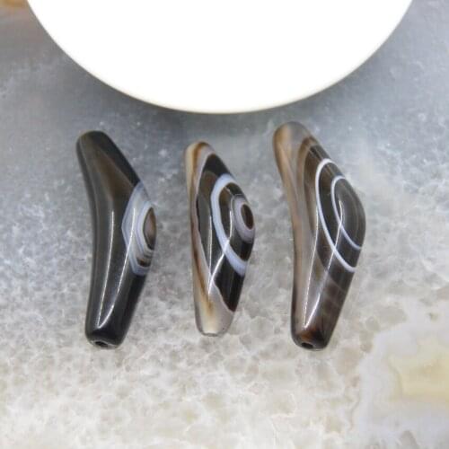 1pcs Natual Black Lace Agates Eye Tibetan Dzi For Bracelets Connectors Necklaces Crafts Pendants DIY Jewelry Making Accessory