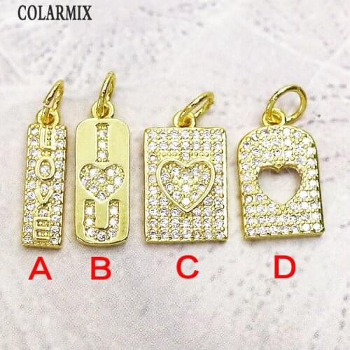 12Pcs Gold color zircon jewelry pendant Gold color Tiny jewelry charms pendants Handmade women accessories pendants 7286