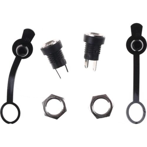 2sets 5.5mm*2.5mm 12V 3A DC Power Male Plug + Female Socket + Waterproof Jack With Nut Panel Mount Female DC Socket Power Plug