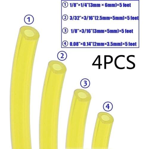 4pcs Tygon Petrol Fuel Gas Line Pipe Hose For Trimmer Chainsaw Blower