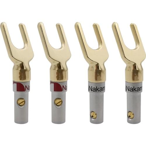 4Pcs Banana Plug Y/ U Type Speaker Plugs Audio Cable Wire Connector Fork Spade Plug Connectors