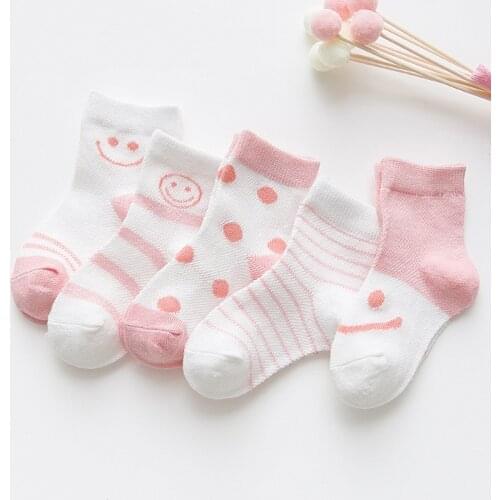 5 Pairs/Lot 2020 New Children Soft Cotton Socks Boy Girl Baby Cute Cartoon Mesh Socks For Spring Summer Fashion Kids Gifts CN