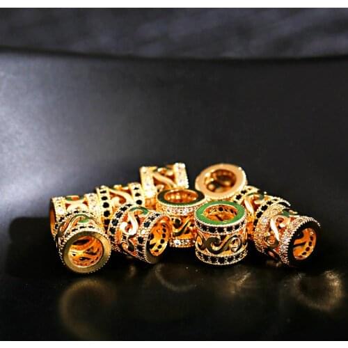 5 Pieces/Lot Luxury Cylindrical Spacer Bead Gold Color Copper Inlaid Zircon For DIY Handmade Beaded Bracelet Accessories 2020