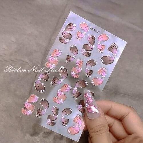 1PC Butterfly 5D Acrylic Engraved Nail Sticker Ribbon Cute White Butterfly Wing Colorful Relief Nail Water Slide Decals