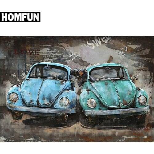 HOMFUN Full Square/Round Drill 5D DIY Diamond Painting "Retro car" Embroidery Cross Stitch 5D Home Decor Gift