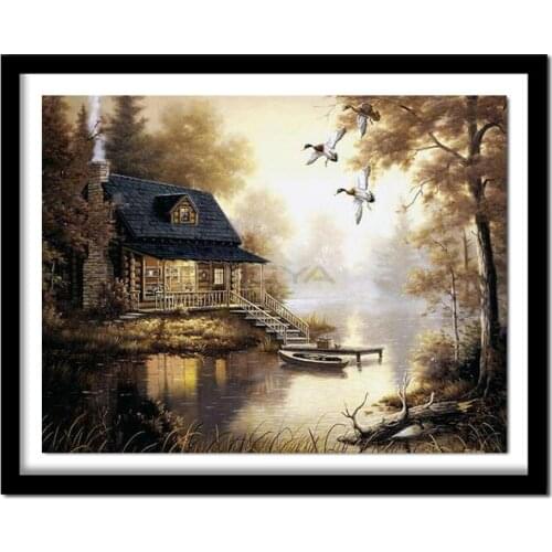 Nabi Diamond Embroidery 5D DIY Diamond Painting Landscape Forest Ancient House Bird Diamond Painting Cross Stitch Rhinestone