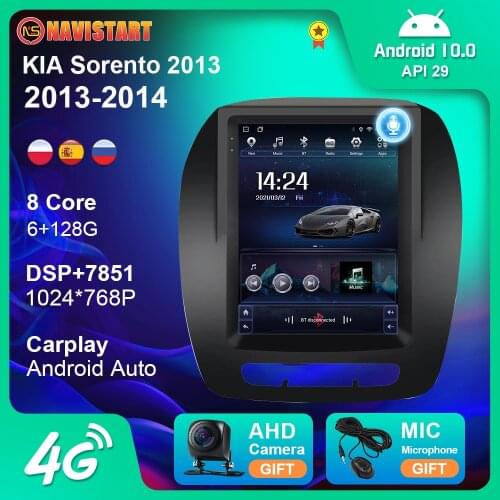 Android 10.0 Car Radio for KIA SORENTO 2013 2014 Multimedia 2 Din Autoradio Player Stereo GPS BT Carplay 360 camera DSP 4G WIFI