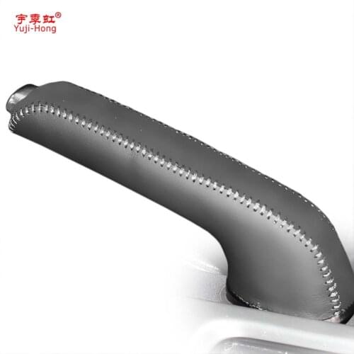 Yuji-Hong Car Handbrake Covers Case for VOLVO C70 2008-2010 Genuine Leather Auto Handbrake Grips Cover Black/Red/Blue lines