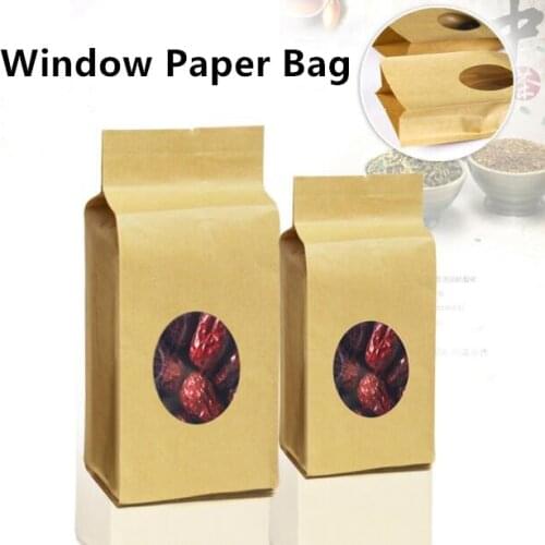 Free Shipping 100pcs/lot 8-side Stand up Paper Gusset Window Bag Tea/Coffee Beans Bag, Organza Gift Bag